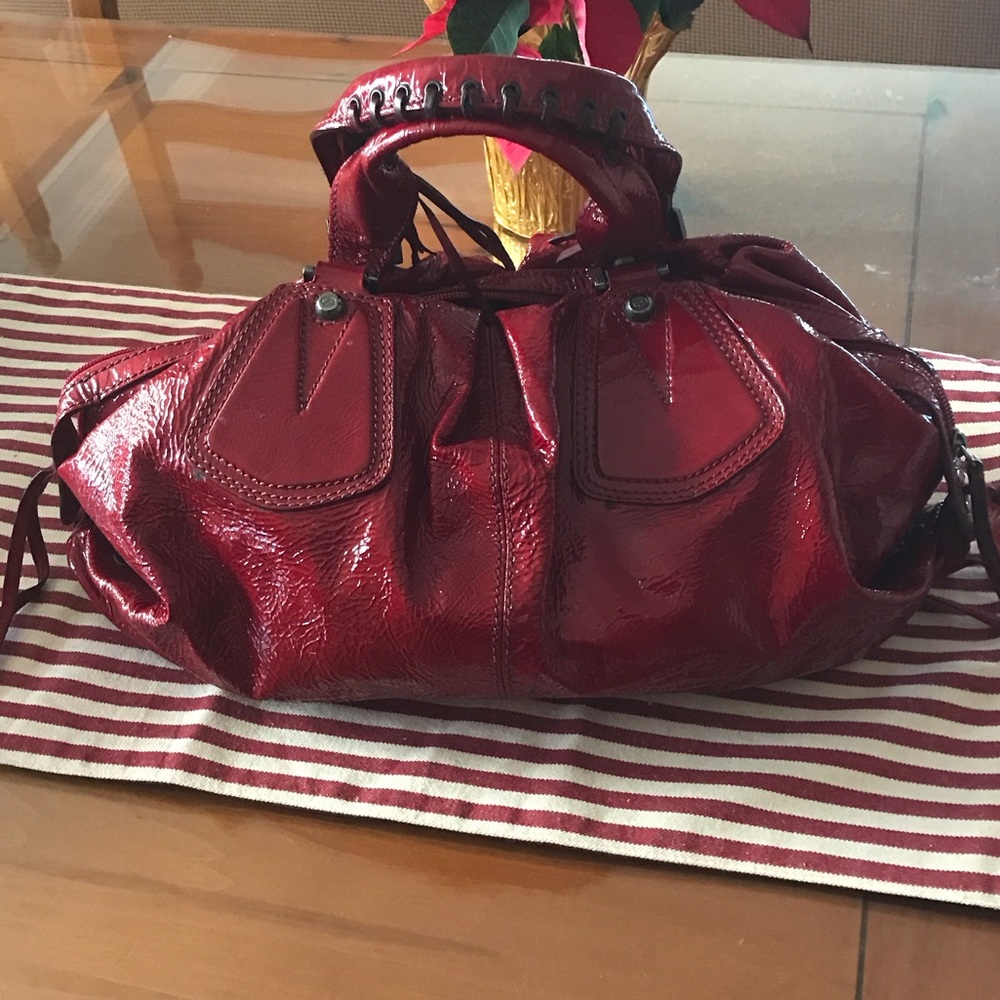 Francesco Biasia Glossy Red Shoulder Bag